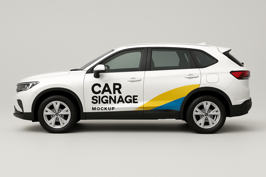 make a car signage mockup - Make the car showing its left side