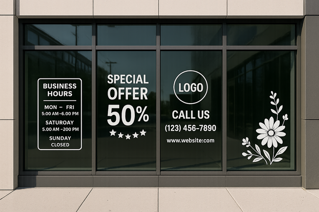 Window Stickers on a building 
